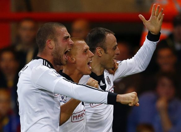Fulham celebrate a Steve Sidwell volley at Selhurst Park. (Image courtesy of Tumblr)